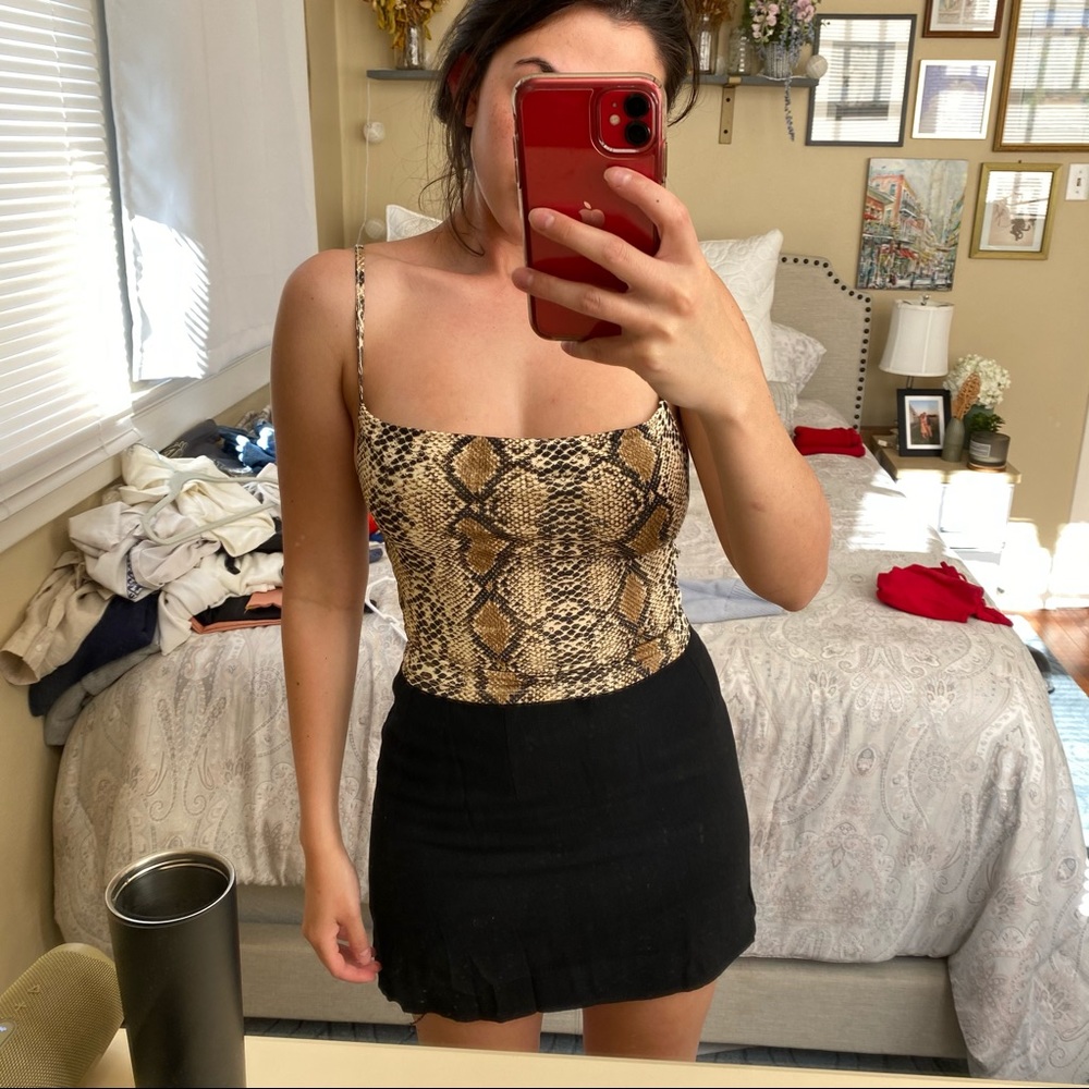 Pacsun Snake Print Cowl Neck Cropped Tank Top